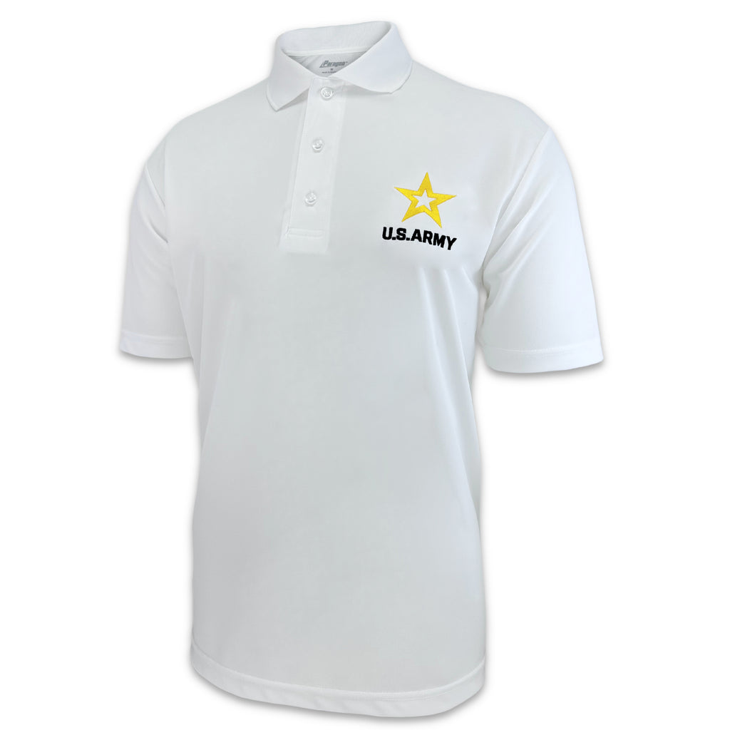 Army Star Embroidered Performance Polo (White)