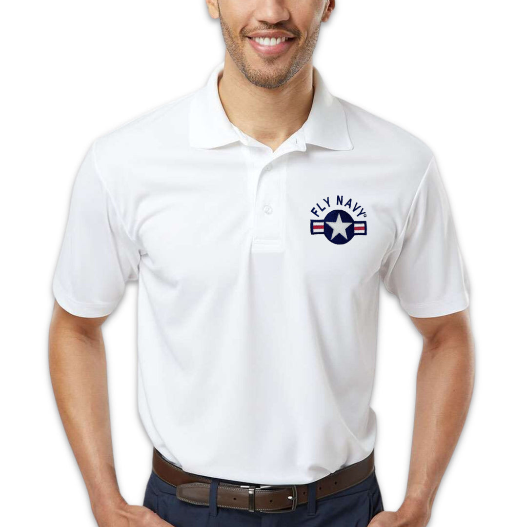 Navy Fly Navy Performance Polo (White)