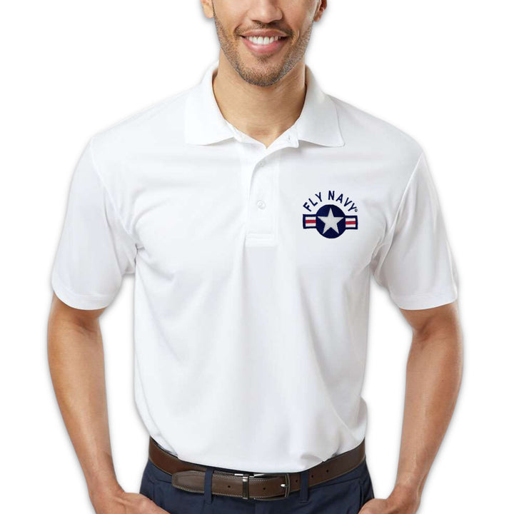 Navy Fly Navy Performance Polo (White)