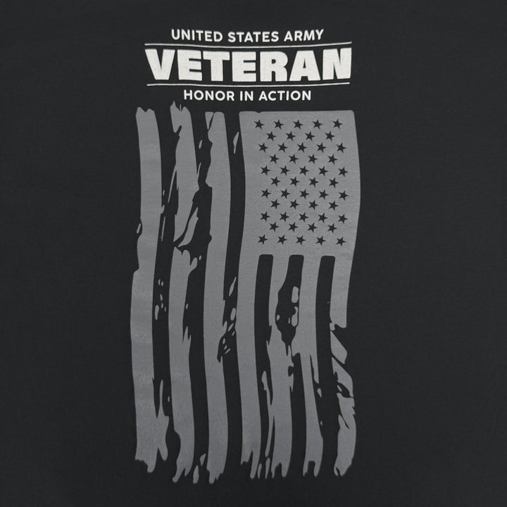 Army Veteran Flag Long Sleeve T-Shirt (Black)