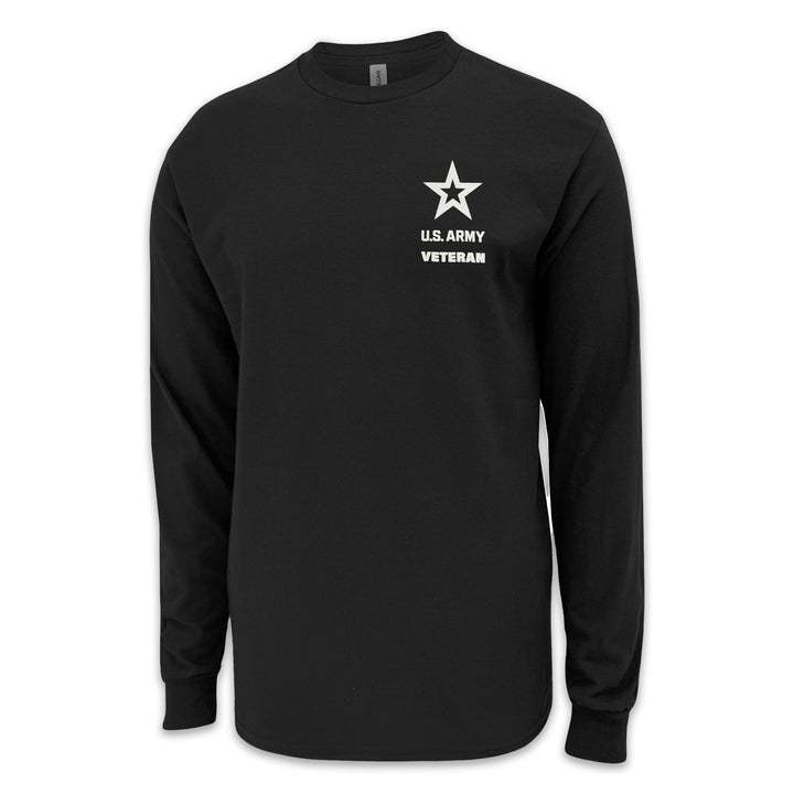 Army Veteran Flag Long Sleeve T-Shirt (Black)
