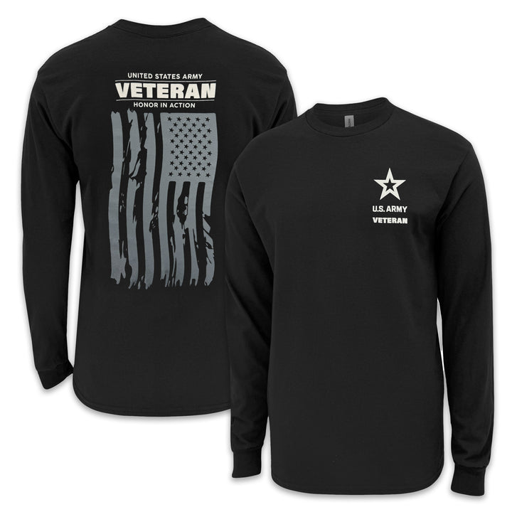 Army Veteran Flag Long Sleeve T-Shirt (Black)