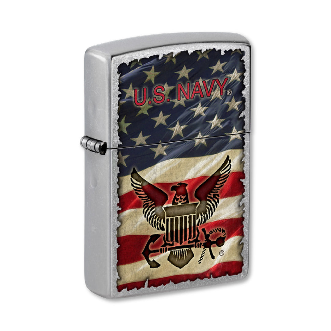 U.S. Navy American Flag Street Chrome Zippo
