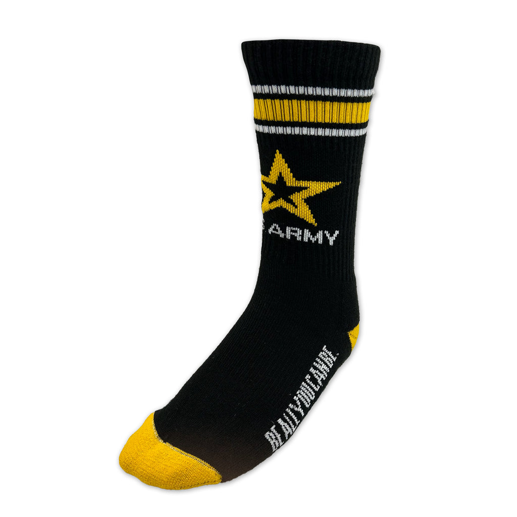 Army Stripe Star Crew Socks (Black)