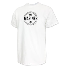 Load image into Gallery viewer, Marines Mens Center Chest Circle Logo T-Shirt (Black Design)