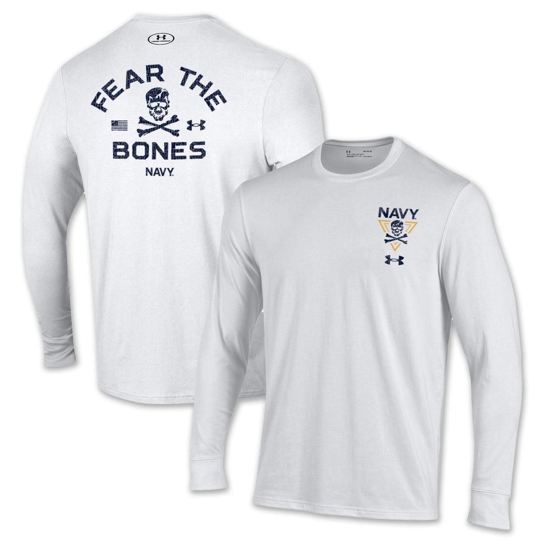 Navy Under Armour 2-Sided Fear the Bones Long Sleeve T-Shirt (White)