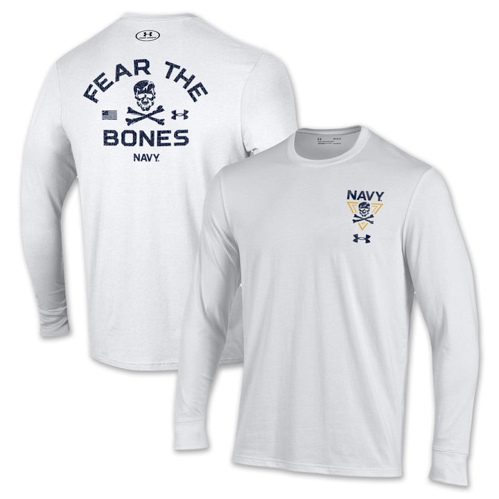 Navy Under Armour 2-Sided Fear the Bones Long Sleeve T-Shirt (White)