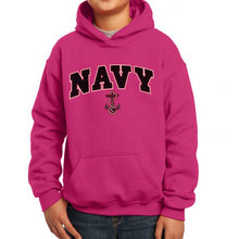 Load image into Gallery viewer, Navy Youth Arch Anchor Hood (Pink)