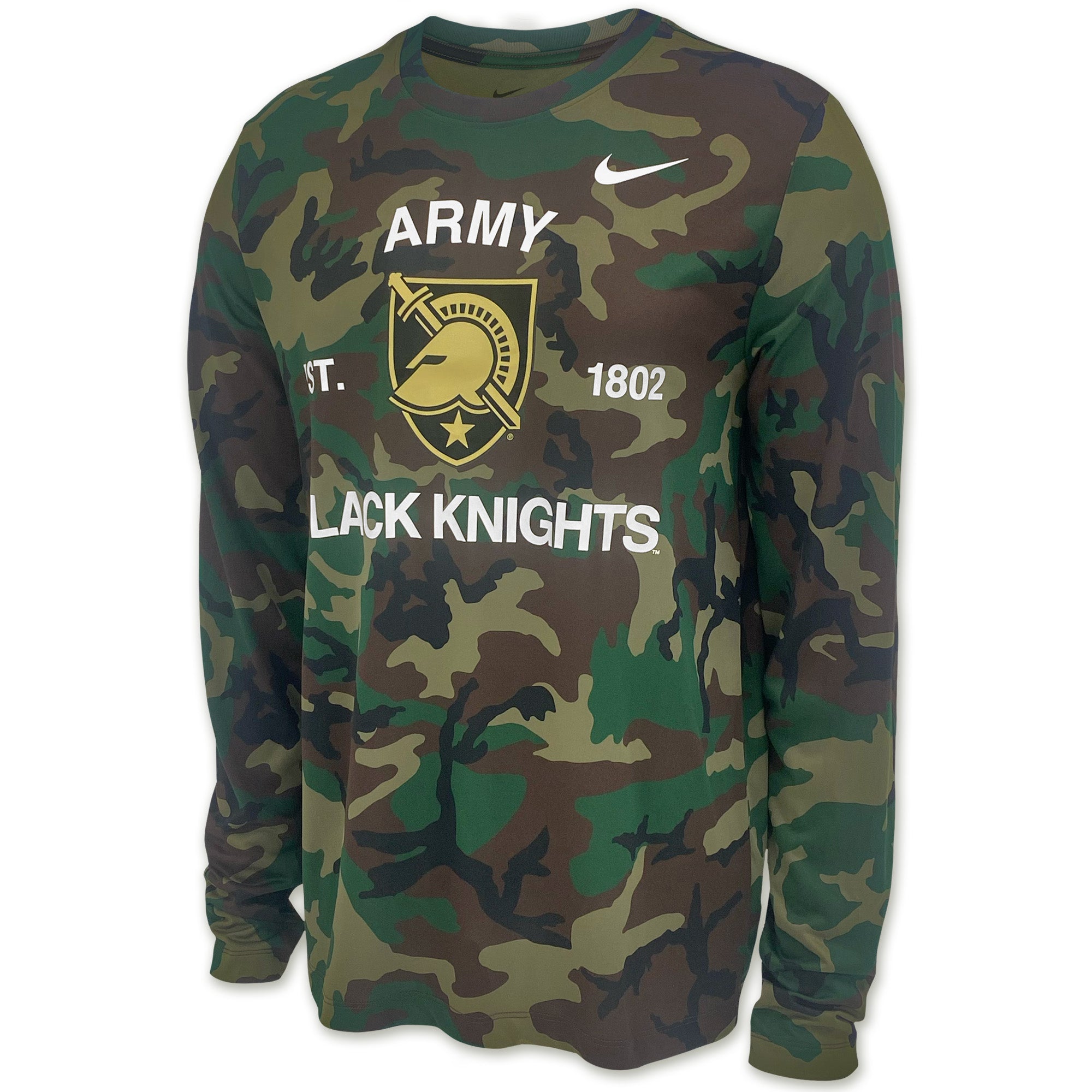 Army Nike Black Knights Military Long Sleeve Legend T-Shirt (Camo ...