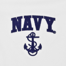 Load image into Gallery viewer, Navy Anchor Embroidered Performance Polo (White)