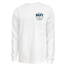 Load image into Gallery viewer, Navy Retired Left Chest Long Sleeve T-Shirt