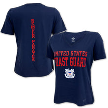 Load image into Gallery viewer, Coast Guard Ladies Under Armour Performance Cotton T-Shirt (Navy)