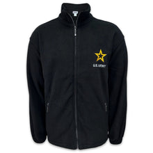 Load image into Gallery viewer, Army Star Solid Full Zip Fleece Jacket (Black)
