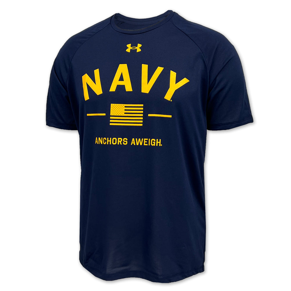 Navy Under Armour Anchors Aweigh Tech T Shirt Navy