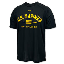 Load image into Gallery viewer, Marines Under Armour First In Last Out Tech T-Shirt (Black)