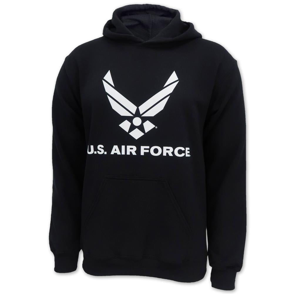 Air Force Sweatshirts: Air Force Wings Logo Hood in Black