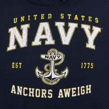 Load image into Gallery viewer, UNITED STATES NAVY ANCHORS AWEIGH HOOD (NAVY)