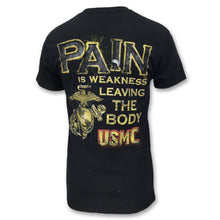 Load image into Gallery viewer, USMC EAGLEGLOBE PAIN IS WEAKNESS T-SHIRT (BLACK) 6