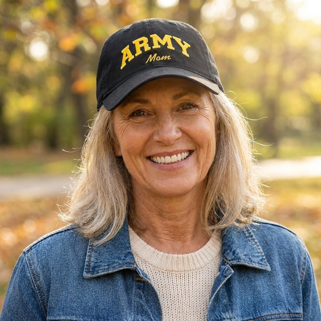 Army Mom Relaxed Twill Hat (Black/Gold)
