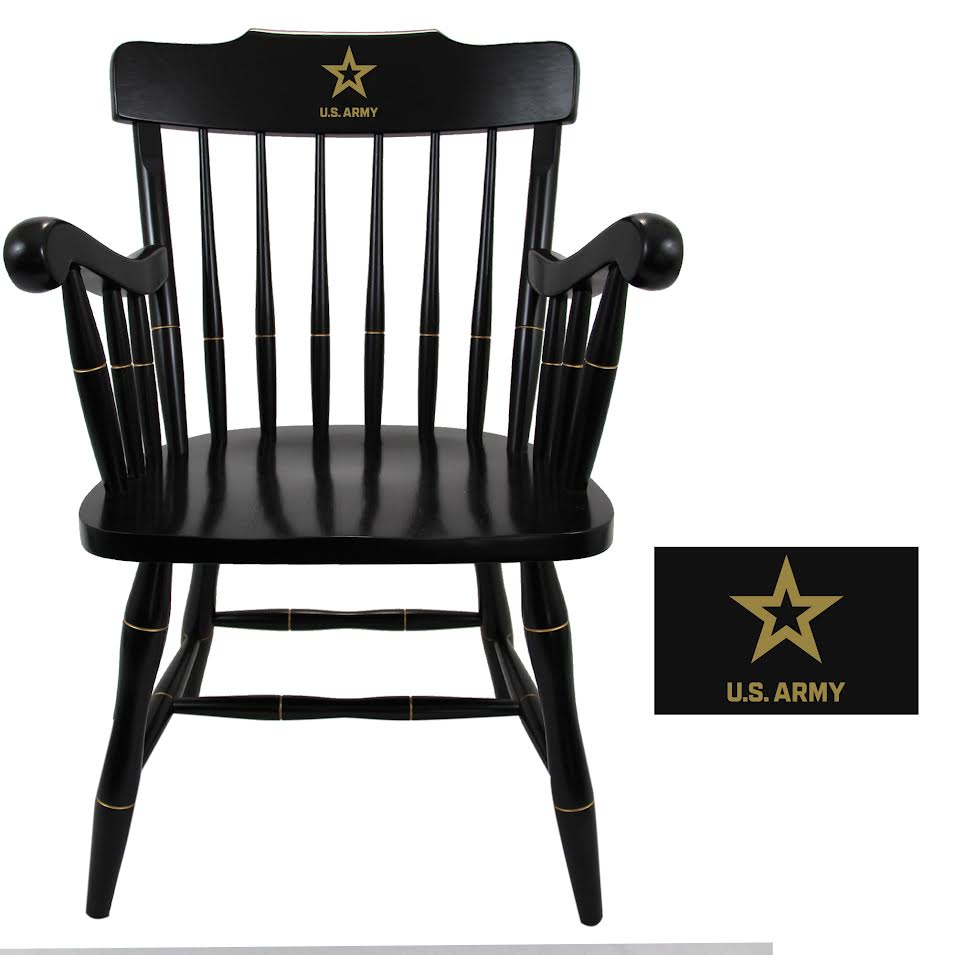 Army Star Wooden Captain Chair (All Black)