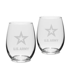 Load image into Gallery viewer, Army Star Set of Two 15 oz Stemless Wine Glasses*