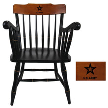 Load image into Gallery viewer, Army Star Wooden Captain Chair (Black with Cherry Crown)