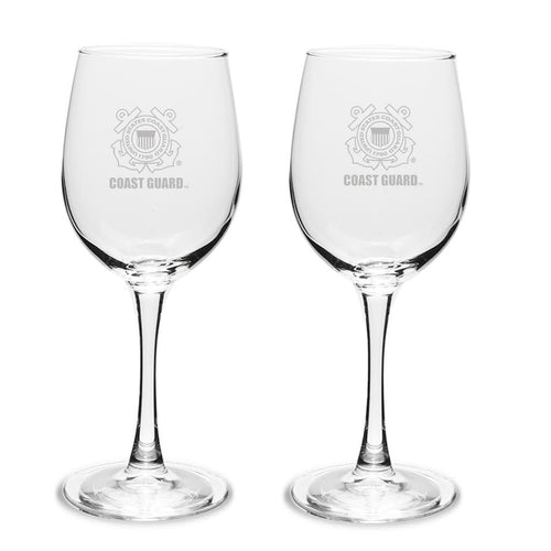 Coast Guard Seal Set of Two 12oz Wine Glasses with Stem*