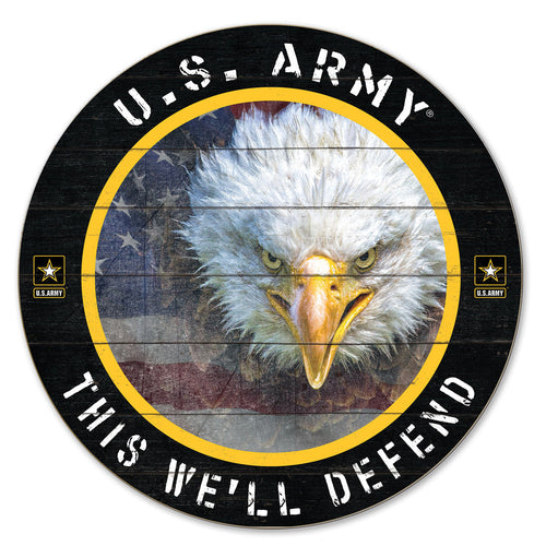 Army Flag With Eagle Indoor Wood Circle Sign (20x20)*