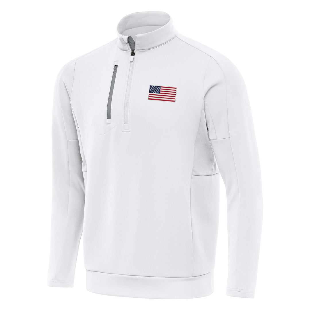 American Flag Men's Generation 1/4 Zip Pullover (White/Silver)*