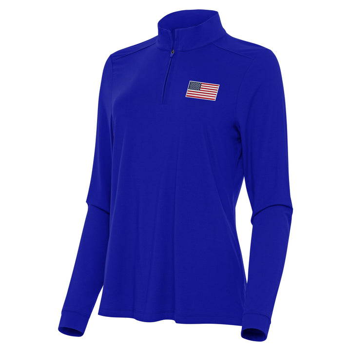 American Flag Women's Intent 1/4 Zip Pullover (Dark Royal)*