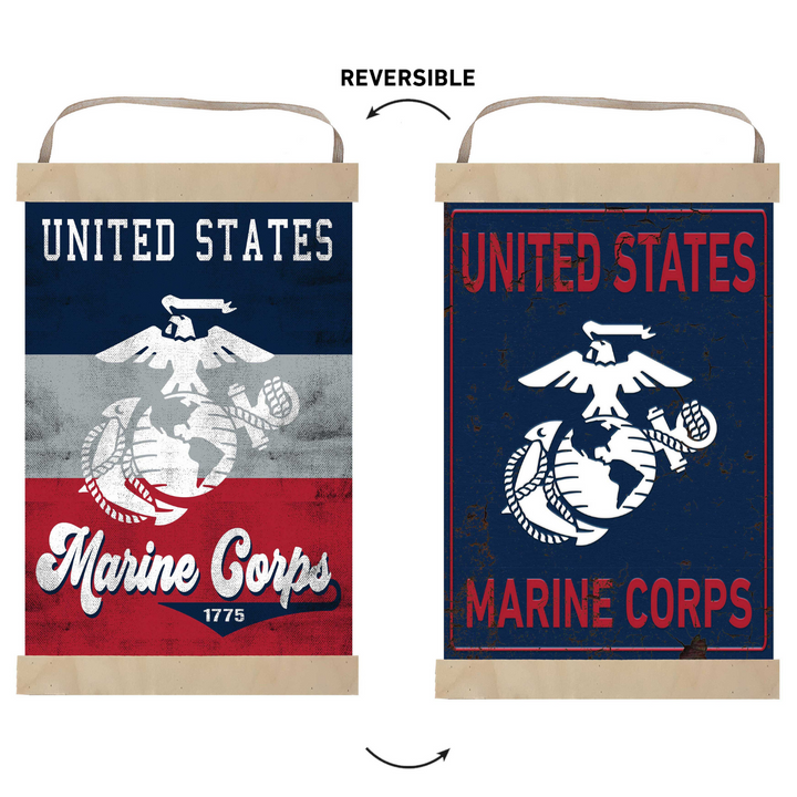 Marines Reversible Banner Sign Retro Multi Color*