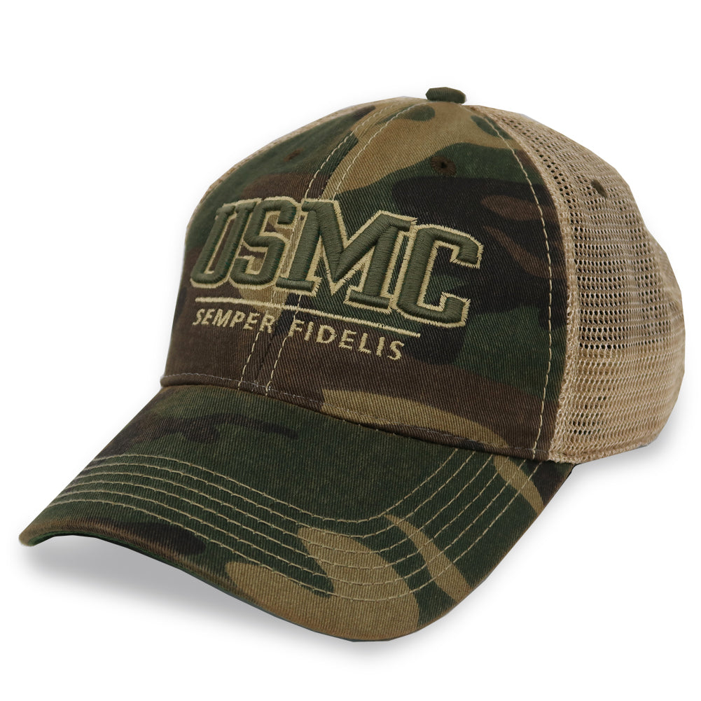 USMC Semper Fidelis Trucker Hat (Camo)
