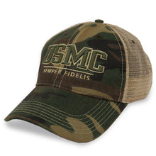 Load image into Gallery viewer, USMC Semper Fidelis Trucker Hat (Camo)