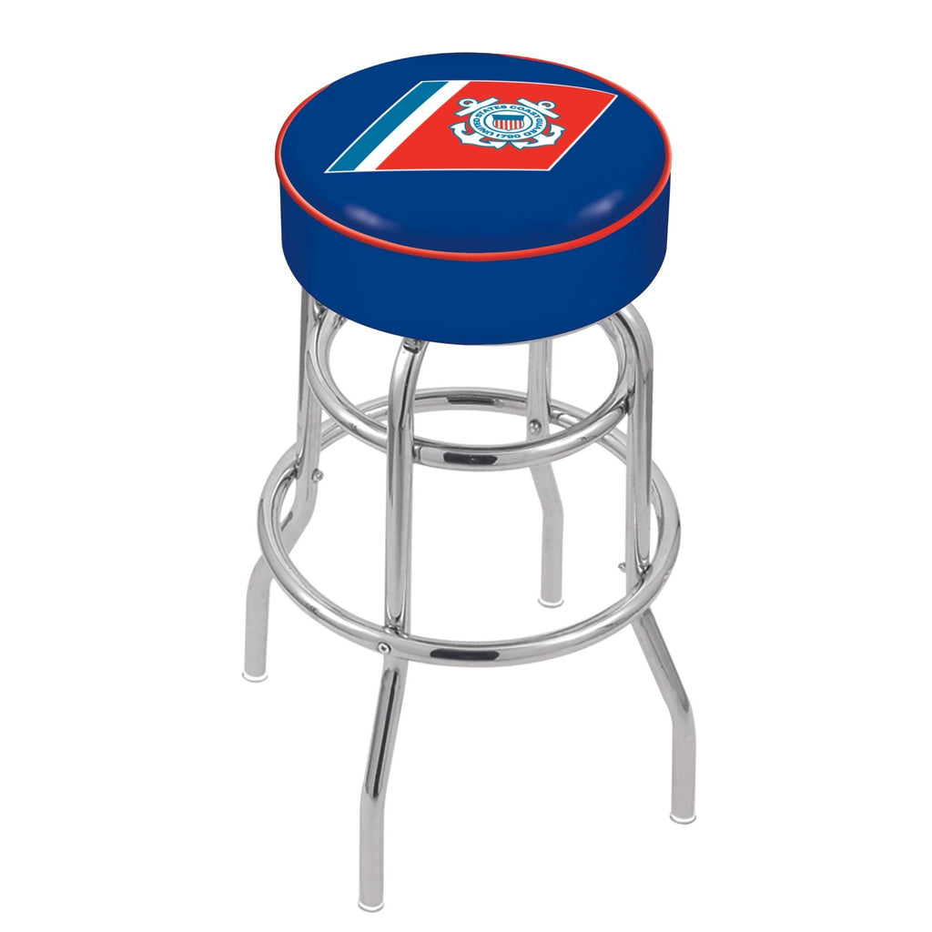 Coast Guard Seal Backless Stool (Chrome Finish)