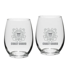 Load image into Gallery viewer, Coast Guard Seal Set of Two 15oz Stemless Wine Glasses*