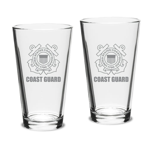 Coast Guard Seal Set of Two 16oz Classic Mixing Glasses