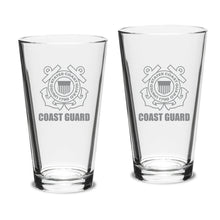 Load image into Gallery viewer, Coast Guard Seal Set of Two 16oz Classic Mixing Glasses*