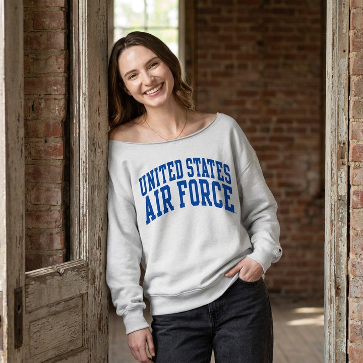Air Force Ladies Tiffany Off the Shoulder Sweatshirt (White)