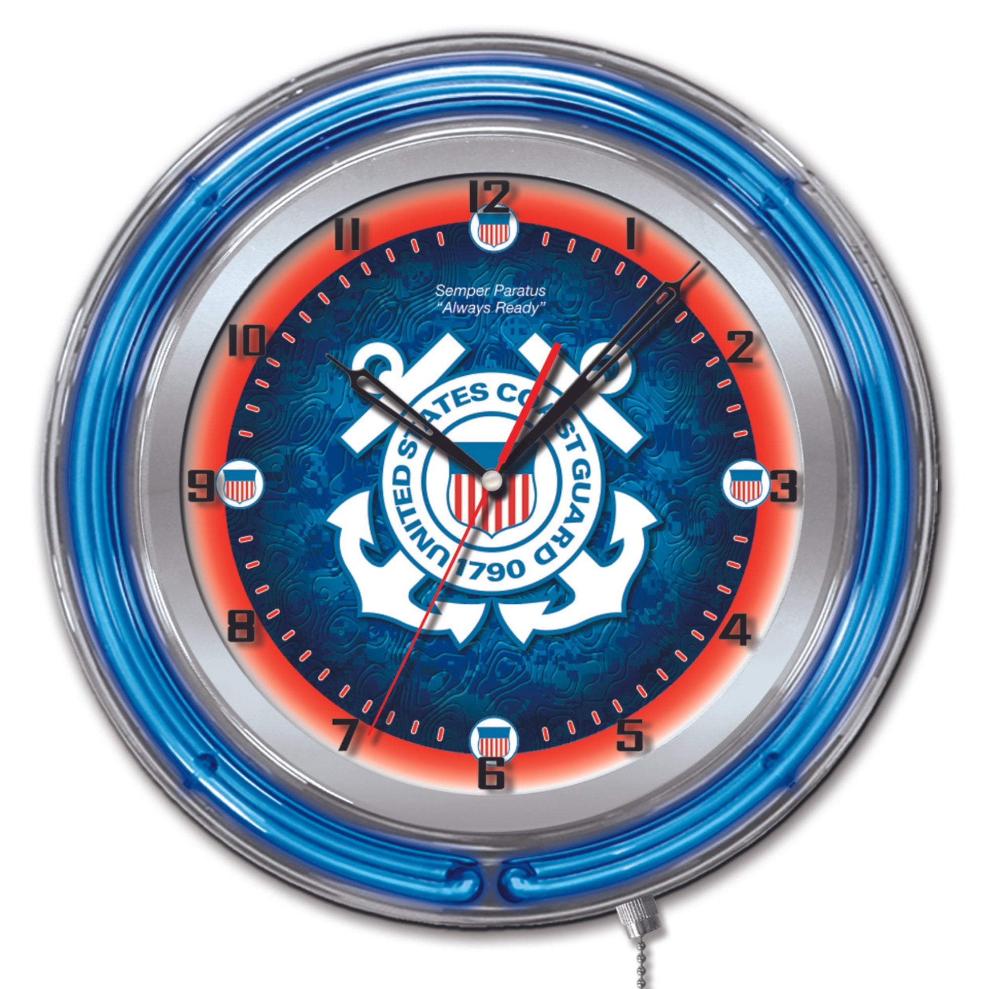 Coast Guard 19" Double Neon Wall Clock