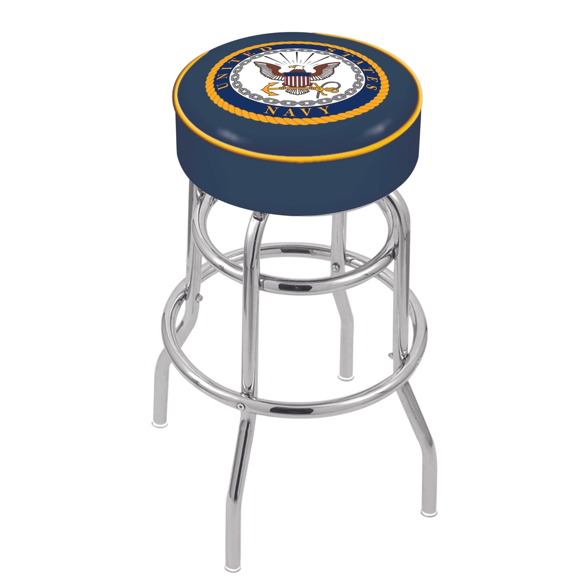 Navy Eagle Backless Stool (Chrome Finish)