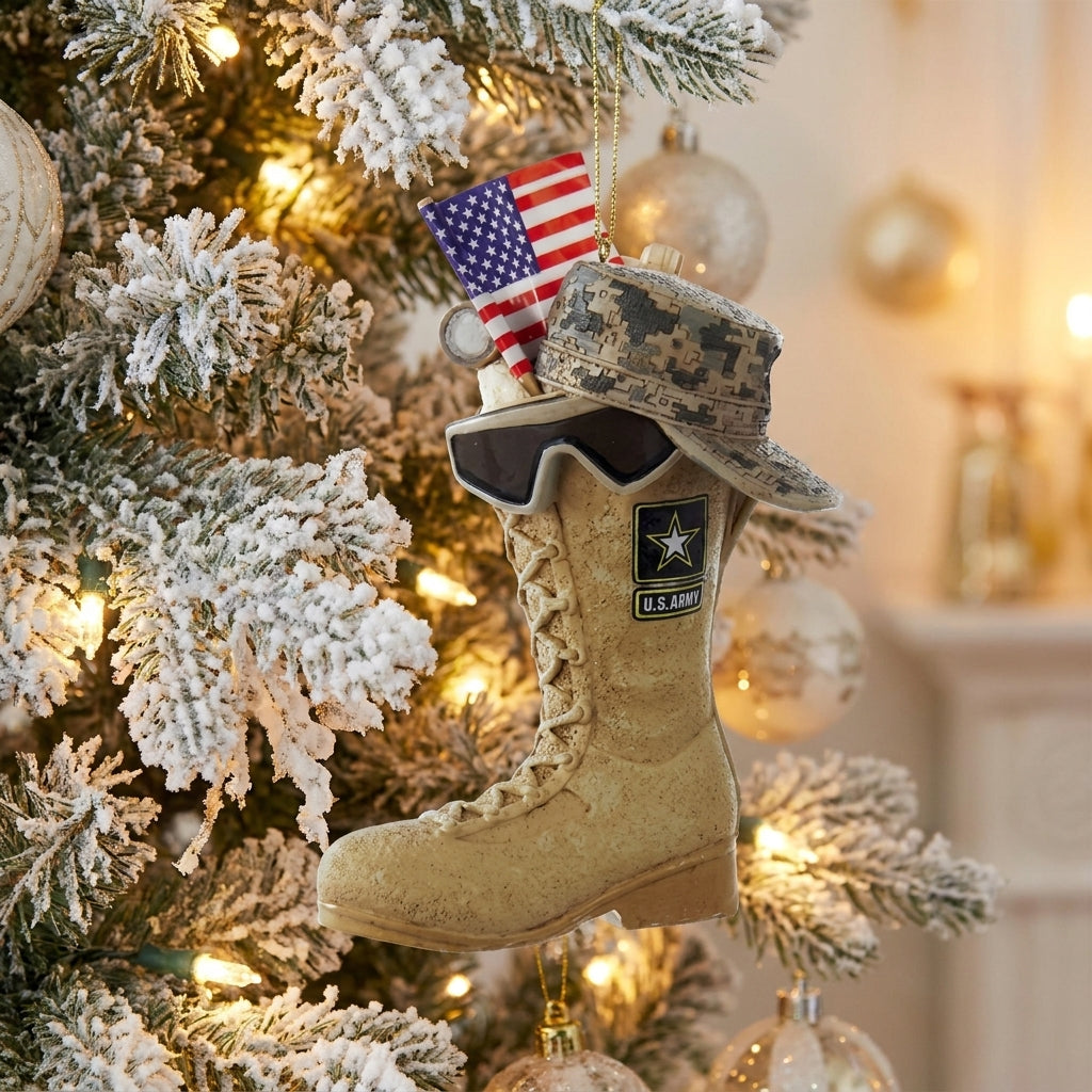 Army Boot With US Flag Ornament