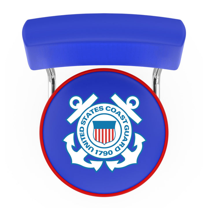 Coast Guard Seal Stool with Back (Chrome Finish)*