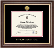 Load image into Gallery viewer, United States Marine Corps Gold Engraved Hampshire Certificate Frame (Horizontal)*