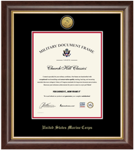 Load image into Gallery viewer, United States Marine Corps Gold Engraved Hampshire Certificate Frame (Vertical)*