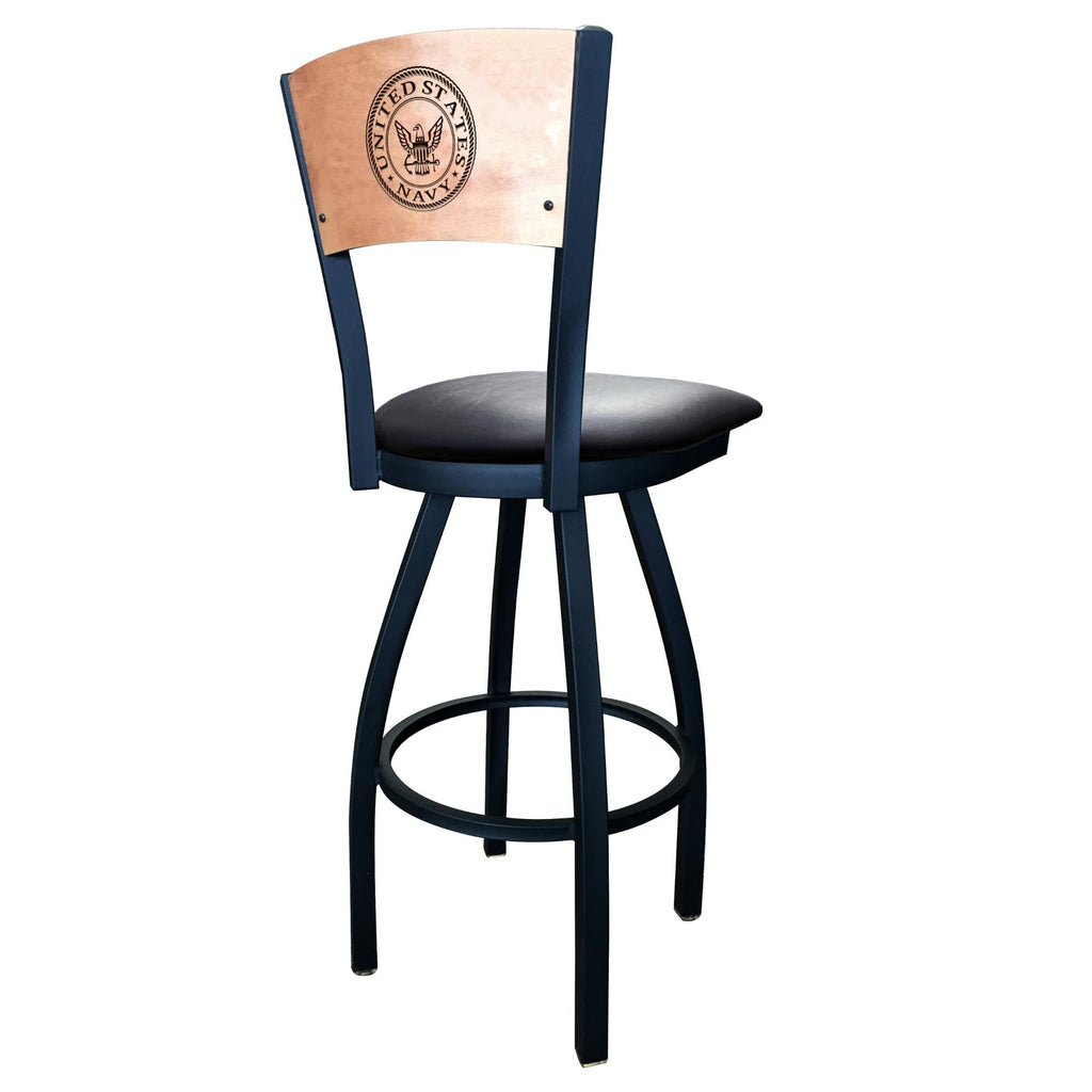 Navy Eagle Swivel Stool with Laser Engraved Back