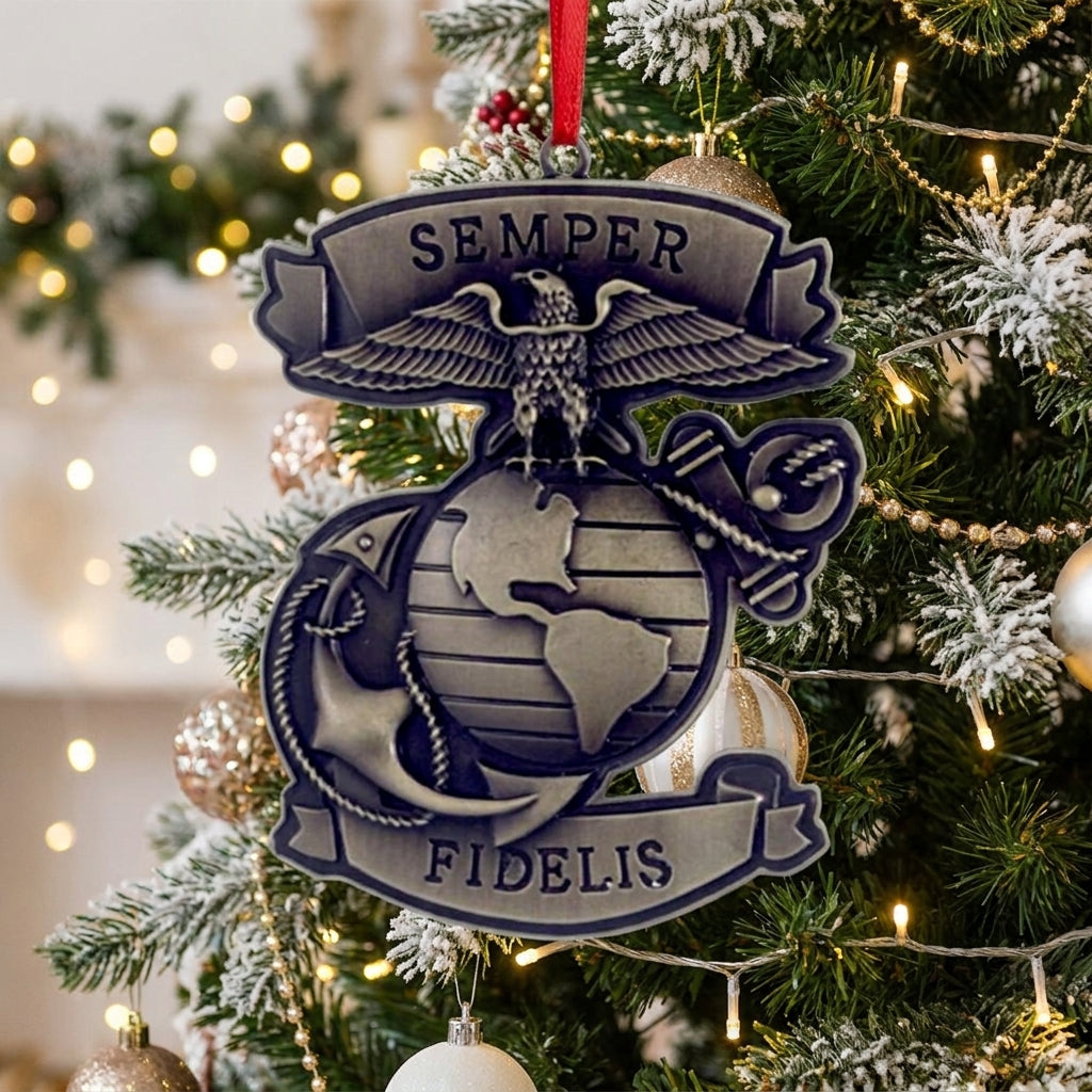 Marine Corps Metal Semper Fidelis Ornament