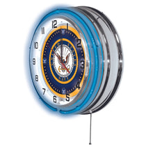 Load image into Gallery viewer, Navy 19&quot; Double Neon Wall Clock
