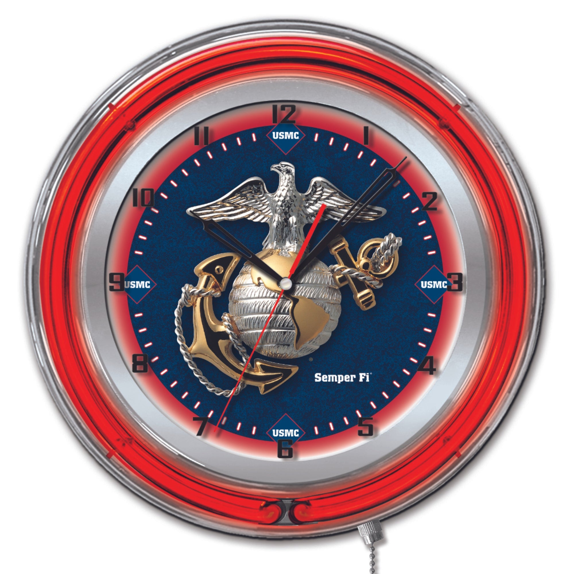 Marines 19" Double Neon Wall Clock