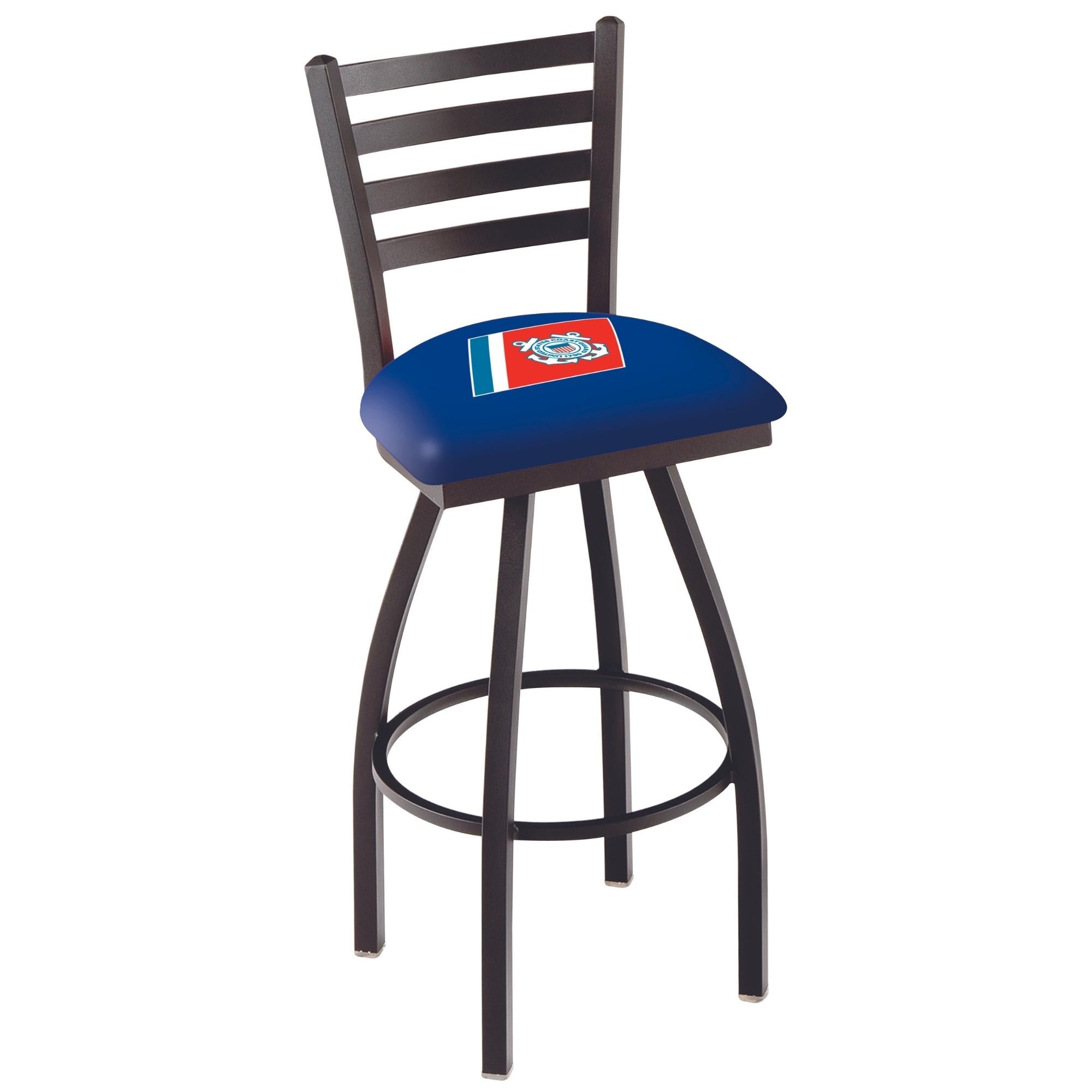 Coast Guard Seal Swivel Bar Stool with Ladder Back