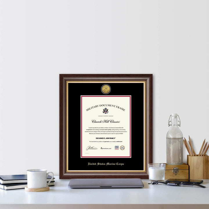 United States Marine Corps Gold Engraved Hampshire Certificate Frame (Vertical)*